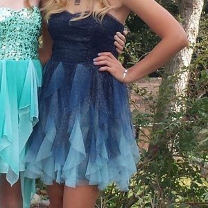 Sparkly Blue Strapless Dress - great condition!